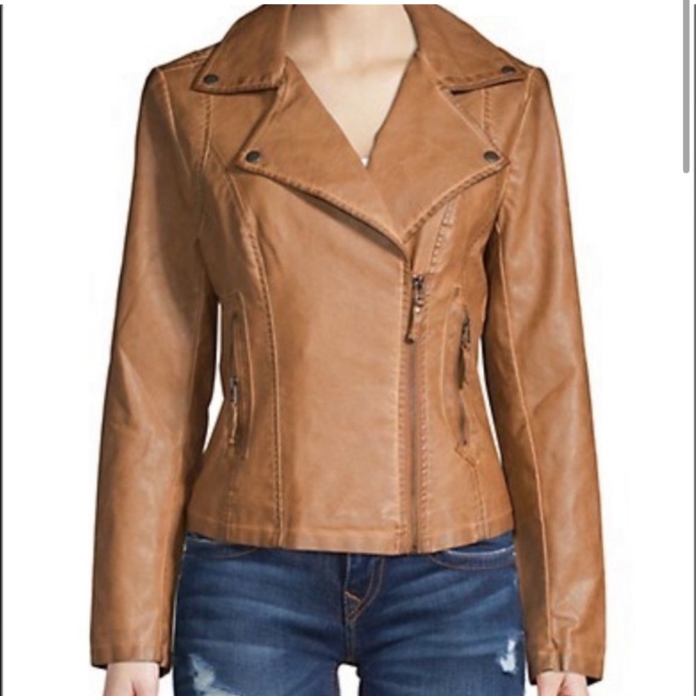 New Max Studio Camel Faux Leather Jacket Sz XL